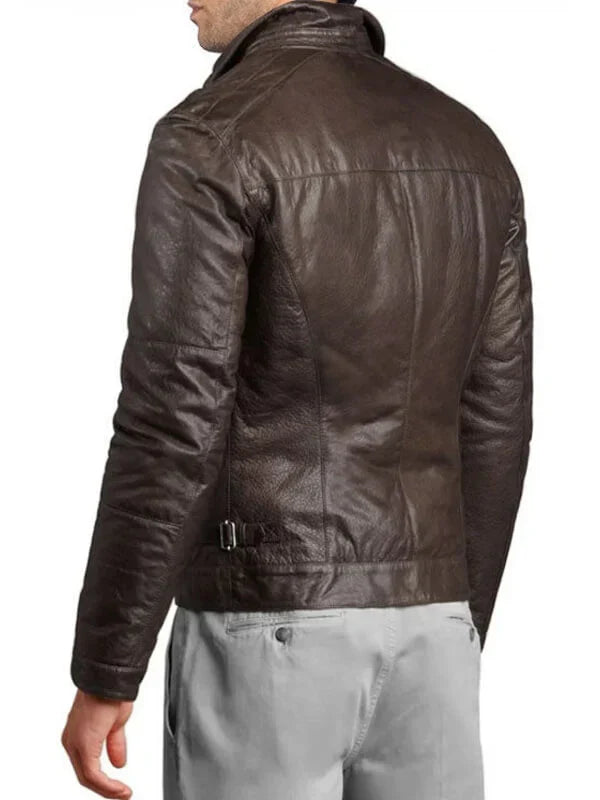 Elegant Dark Brown Sheepskin Leather Jacket for Men